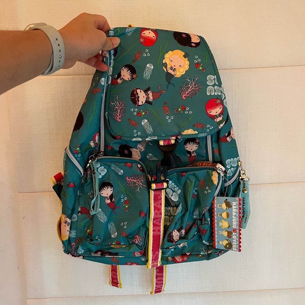NWT Seafoam Green Harajuku Lovers Backpack with Mermaids
